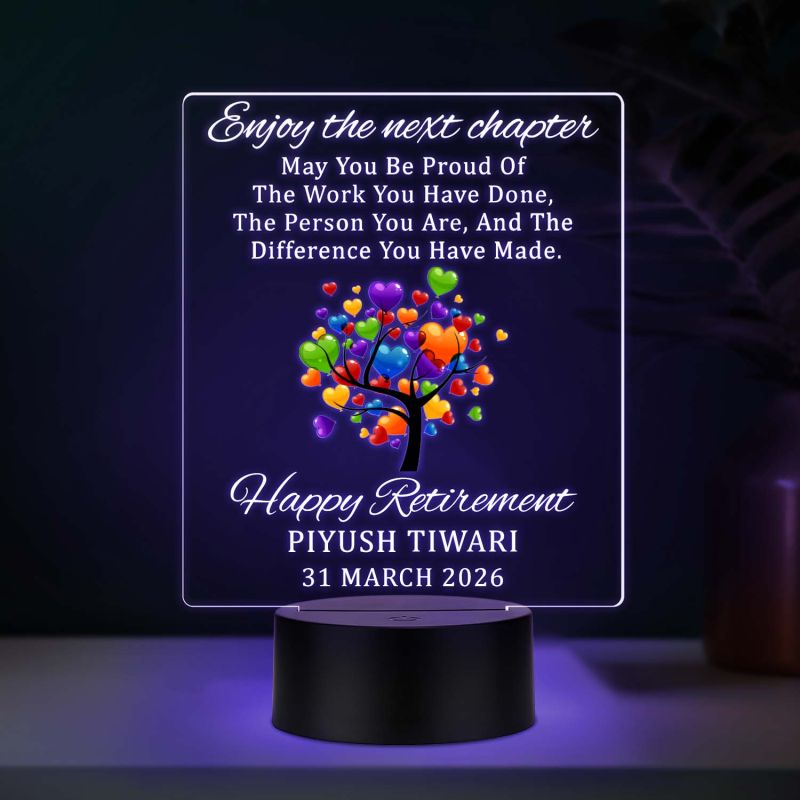 Personalized Retirement UV Print Color Changing LED Lamp     Enjoy The Next Chapter  Light